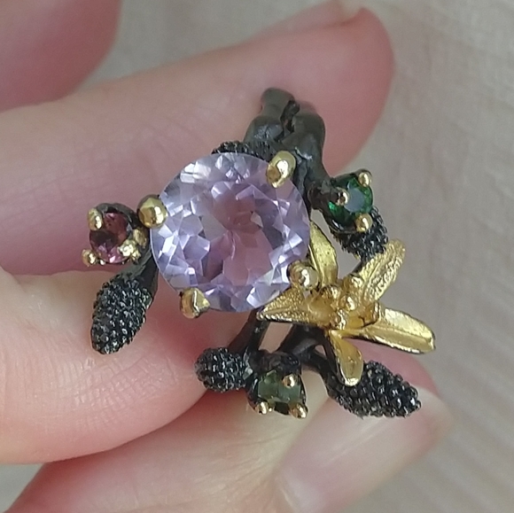 Natural lavender amethyst sterling artistic ring - Picture 7 of 8